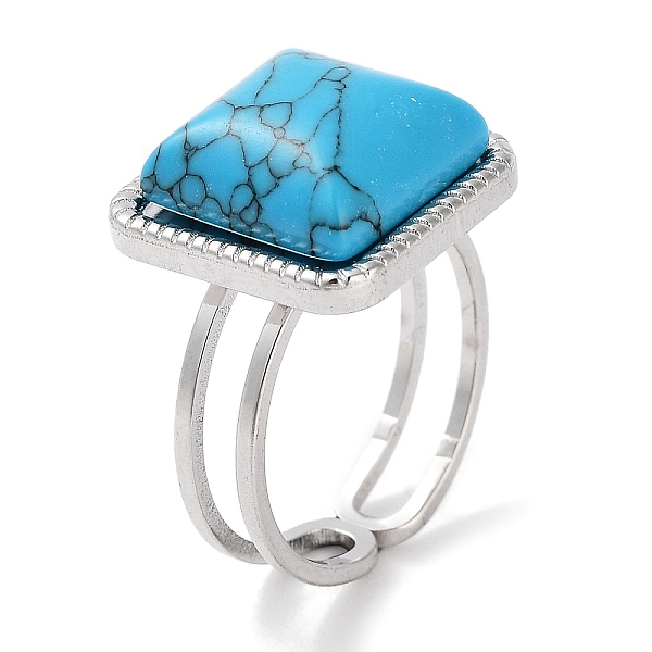 

PandaHall 304 Stainless Steel Ring, Adjustable Synthetic Turquoise Rings, Square, 15x15mm, Inner Diameter: Adjustable Synthetic Turquoise...