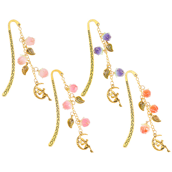 

PandaHall Acrylic Strawberry Bookmark with Brass Long Chain, Zinc Alloy Hook Bookmark with Fairy Charm, Mixed Color, 170mm, 4 colors..., Multicolor