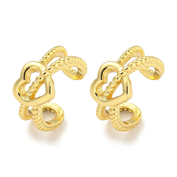 

PandaHall Brass Cuff Earrings, Heart, Real 18K Gold Plated, 12x6mm Brass Heart