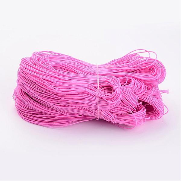 

PandaHall Round Elastic Cord, Made of Rubber, Wrapped by Fibre, Pink, 1mm, about 25.15~27.34 yards(23~25m)/bundle Elastic Fibre Round Pink