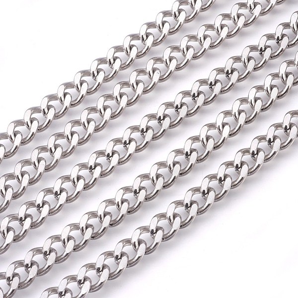 

PandaHall 201 Stainless Steel Curb Chains, Unwelded, Faceted, Stainless Steel Color, 7mm 201 Stainless Steel