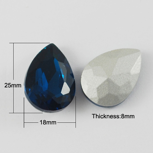 PandaHall Glass Pointed Back Rhinestone, Back Plated, Faceted, Drop, MarineBlue, 25x18x8mm Glass Rhinestone Teardrop Blue PandaHall Glass Pointed Back Rhinestone, Back Plated, Faceted, Drop, MarineBlue, 25x18x8mm Glass Rhinestone Teardrop Blue