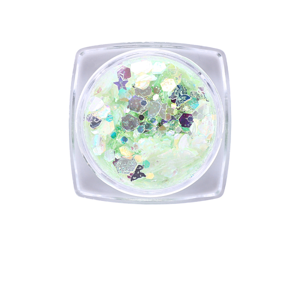 

PandaHall Shiny Nail Art Decoration Accessories, with Glitter Powder and Sequins, DIY Sparkly Paillette Tips Nail, Light Green...