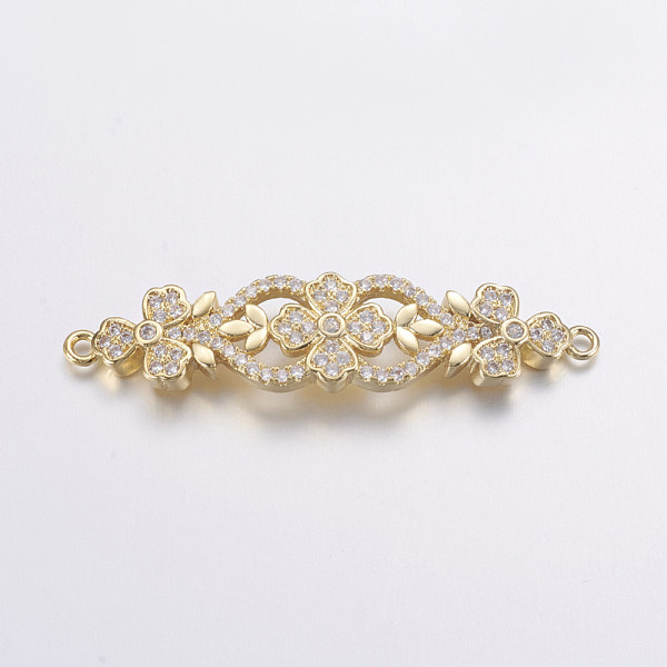 

PandaHall Brass Micro Pave Cubic Zirconia Links, Clear, Long-Lasting Plated, Real 18K Gold Plated, Flower, 10x42x4mm, Hole: 1mm Brass+Cubic...