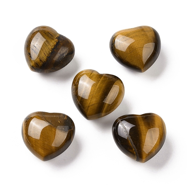 

PandaHall Natural Tiger Eye Heart Love Stone, Pocket Palm Stone for Reiki Balancing, 24x25.5x15.5mm Tiger Eye Heart
