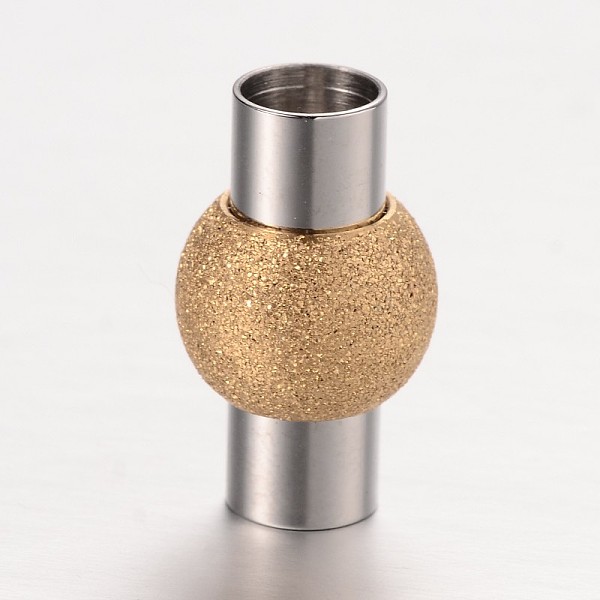 

PandaHall Textured 304 Stainless Steel Column Magnetic Clasps with Glue-in Ends, Golden & Stainless Steel Color, 20x12mm, Hole: 6mm 304...