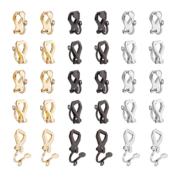 

PandaHall Unicraftale 60Pcs 3 Colors 304 Stainless Steel Clip-on Earring Findings, with Horizontal Loops, Mixed Color, 12x6x8.5mm, Hole: 1mm...