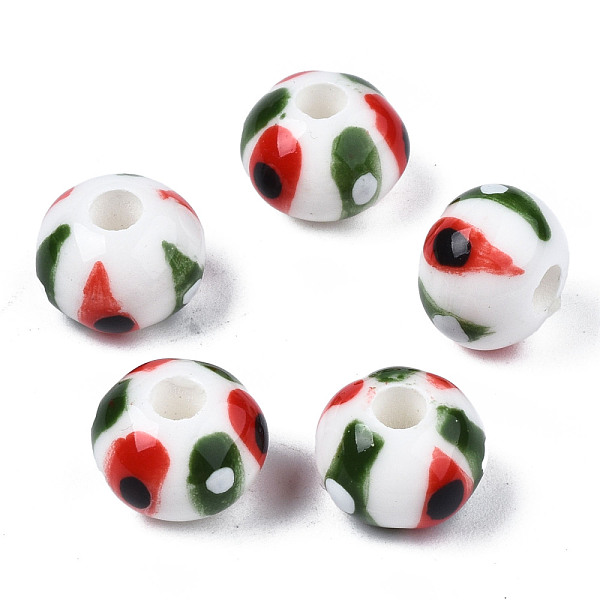 

PandaHall Handmade Porcelain European Beads, Large Hole Beads, No Metal Core, Rondelle, White, 12x9.5mm, Hole: 4mm Porcelain Rondelle White