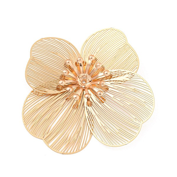 

PandaHall Brass Bead Caps, with Iron Loops, Flower, Light Gold, 31~33x37~41x4mm, Hole: 0.9mm Brass