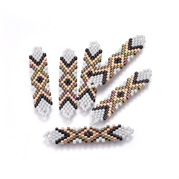 

PandaHall MIYUKI & TOHO Handmade Japanese Seed Beads Links, Loom Pattern, Shuttle Shape, Colorful, 41.5~42.5x8.5~9x1.7mm, Hole: 2mm Glass...