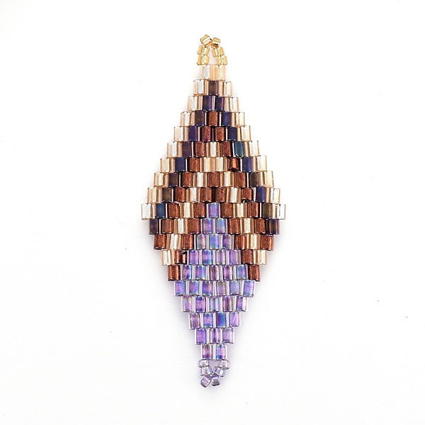 

PandaHall MIYUKI & TOHO Handmade Japanese Seed Beads Links, Loom Pattern, Rhombus, Lilac, 43~45x17.6~18.1x1.7~2mm, Hole: 1.2~1.5mm Glass..., Purple