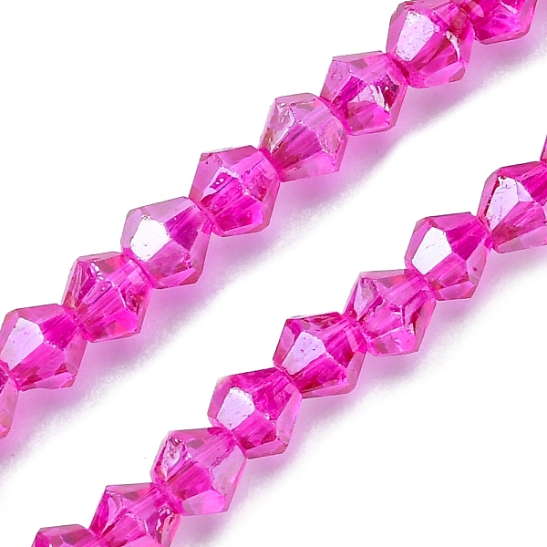 

PandaHall Electroplate Glass Beads Strands, AB Color, Faceted, Bicone, Magenta, 4~4.5x4mm, Hole: 1mm, about 92~96pcs/strand, 13.78~14.37..., Pink