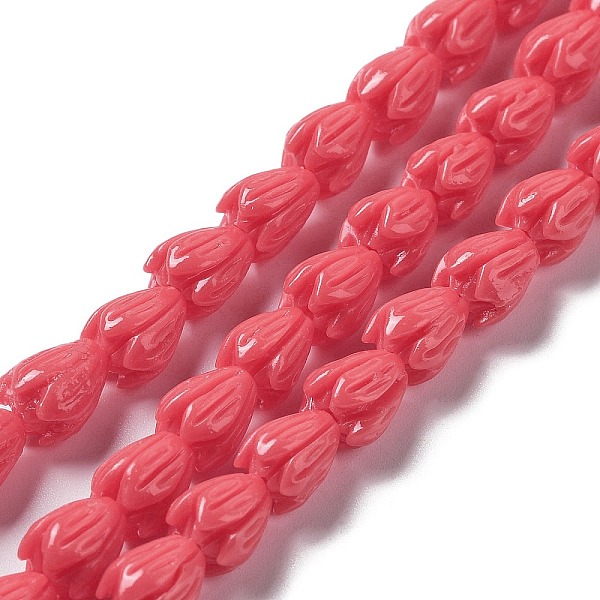 

PandaHall Synthetic Coral Beads Strands, Dyed, Flower, Salmon, 8~9x6.5~7.5x7~8mm, Hole: 0.7mm, about 45pcs/strand, 14.57''~14.76''..., Red
