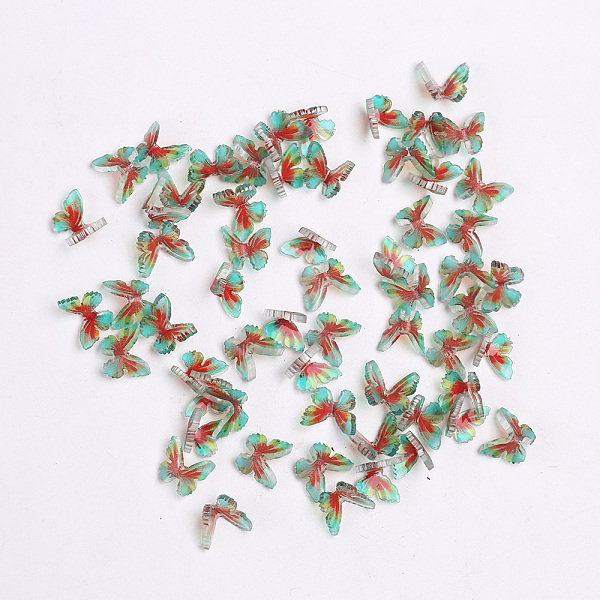 

PandaHall 3D Resin Cabochons, Nail Art Studs, Nail Art Decoration Accessories, Butterfly, Tomato, 7.5x7~8x2~3mm Resin Butterfly Red
