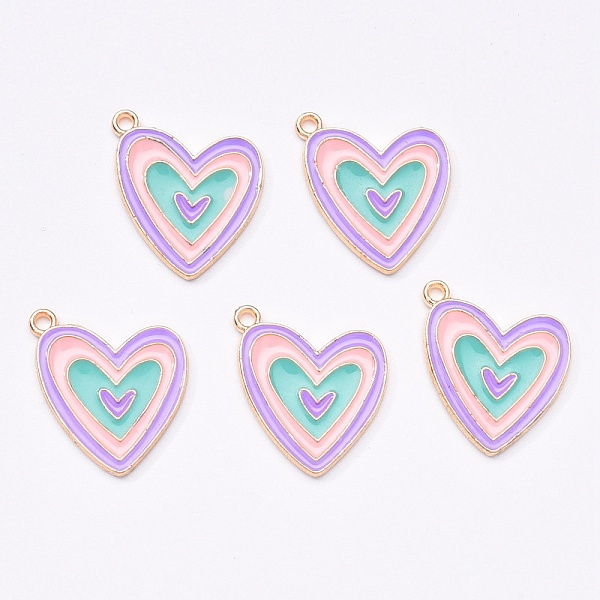 

PandaHall Light Gold Plated Alloy Enamel Pendants, Heart, Colorful, 19x19x1.5mm, Hole: 1.6mm Alloy+Enamel Heart