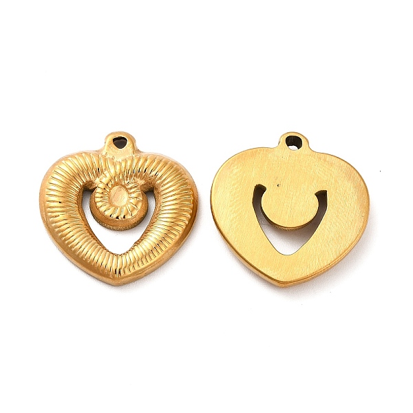 

PandaHall Ion Plating(IP) 304 Stainless Steel Pendants, Heart Charm, Golden, 23x22x3mm, Hole: 2mm 304 Stainless Steel Heart