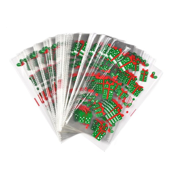 

PandaHall Christmas Theme OPP Plastic Storage Bags, for Chocolate, Candy, Cookies Gift Packing, Gift Box Pattern, 27x13x0.01cm, 100pcs/bag...