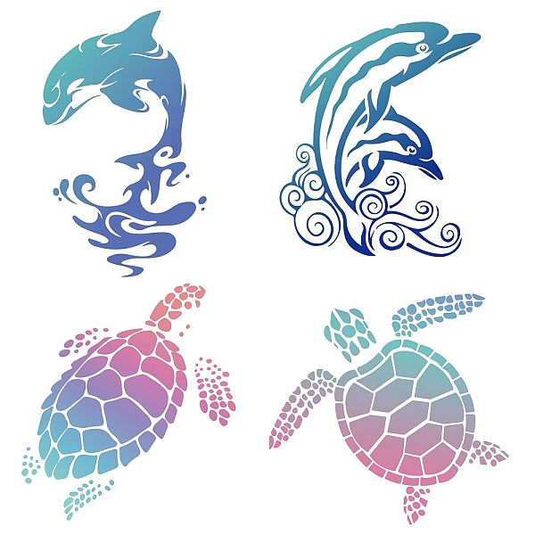PandaHall GORGECRAFT 8PCS 6.3" Dolphins Turtles Sea Animals Window Decals Static Glass Sliding Door Sticker Clings Non-Collision Vinyl Film...