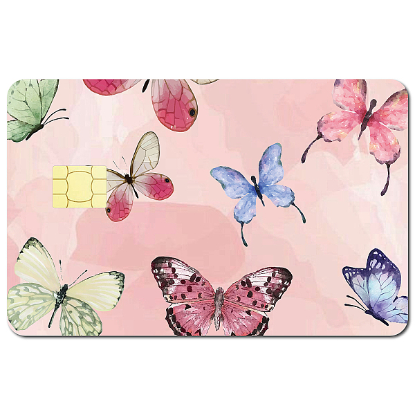 

PandaHall PVC Plastic Waterproof Card Stickers, Self-adhesion Card Skin for Bank Card Decor, Rectangle, Butterfly, 186.3x137.3mm Plastic...