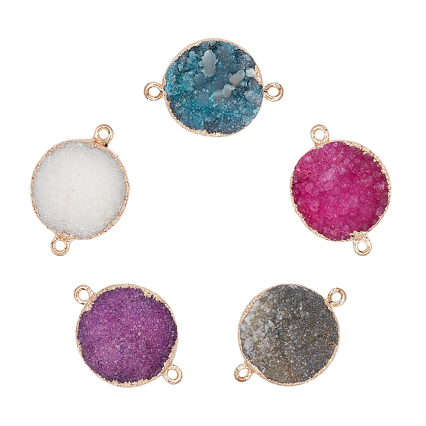 

PandaHall ARRICRAFT Plated Natural Druzy Agate Links Connectors, with Light Gold Plated Brass Findings, Mixed Color, 30~40x20~30x8~17mm..., Multicolor