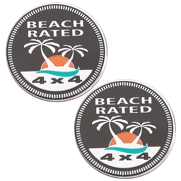 PandaHall GORGECRAFT 2 Pieces Beach Car Emblem 3D Creative Aluminum Car Stickers 4 X 4 Metal Automotive Badge Jeep Badges For Wrangler (Word...