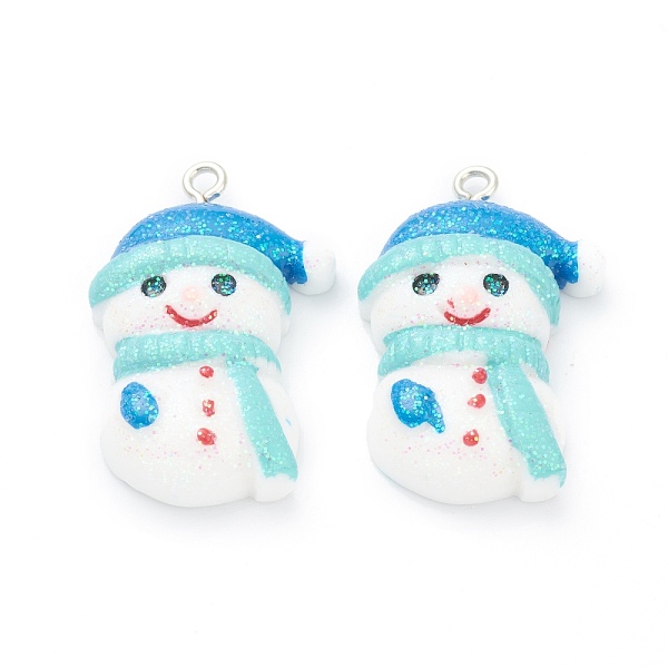 

PandaHall Resin Pendants, for Christmas Festival, with Platinum Iron Peg Bail, Glitter Powder, Snowman, Blue, 31x21x7mm, Hole: 2mm Resin...