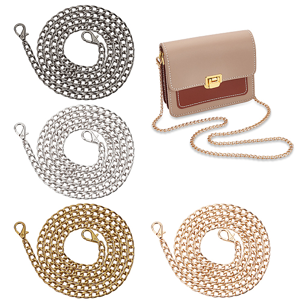 

PandaHall WADORN 4 Colors Purse Chain Strap, 47.2 Inch Crossbody Bag Chain Replacement Flat Bag Chain Handbag Chain Accessories Shoulder...