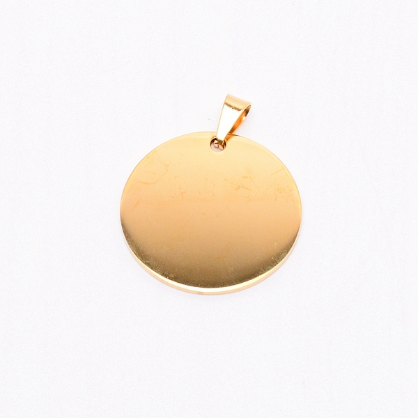 

PandaHall Stainless Steel Pendants, Stamping Blank Tag, Laser Cut, Flat Round, Golden, 35x1.5mm, Hole: 9.5x4mm Stainless Steel Flat Round