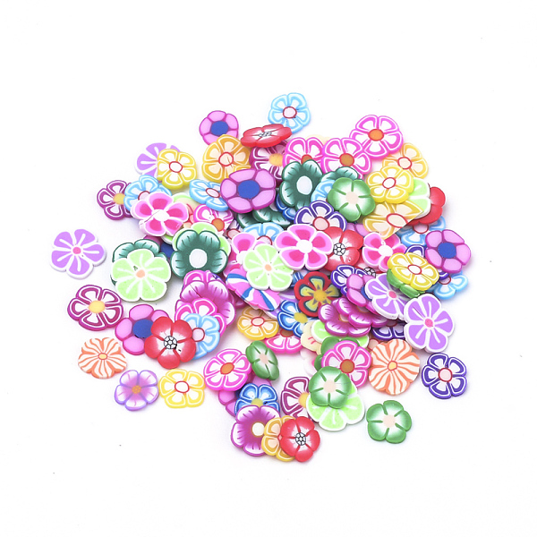 

PandaHall Handmade Polymer Clay Nail Art Decoration, Fashion Nail Care, No Hole, Flower, Mixed Color, 4~6x4~6x0.5mm, 1000pcs/bag Polymer..., Multicolor
