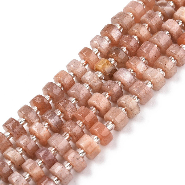 

PandaHall Natural Sunstone Beads Strands, with Seed Beads, Heishi Beads, Flat Round/Disc, 6~6.5x3~3.5mm, Hole: 1mm, about 35~42pcs/strand...