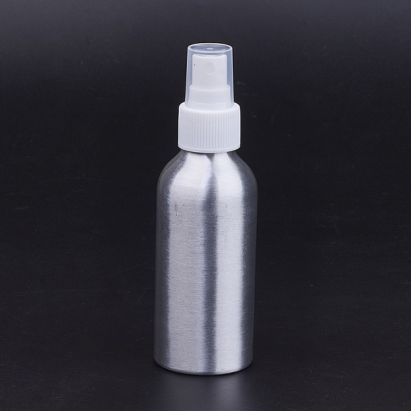 PandaHall Refillable Aluminum Bottles, Salon Hairdresser Sprayer, Water Spray Bottle, Platinum, White, 14.4x4.5cm, Capacity: 120ml Aluminum...