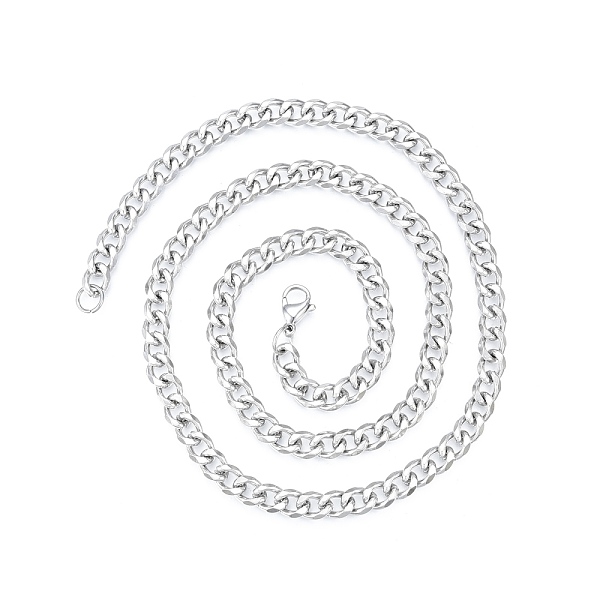 

PandaHall Men's 201 Stainless Steel Cuban Link Chain Necklace, Stainless Steel Color, 23.62 inch(60cm), Wide: 7mm 201 Stainless Steel