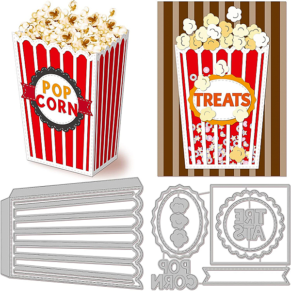 

PandaHall BENECREAT 2Pcs 3D Popcorn Case Pattern Carbon Steel Cutting Stencils, 2 Styles Metal Cutting Dies for DIY Scrapbooking, Photo...