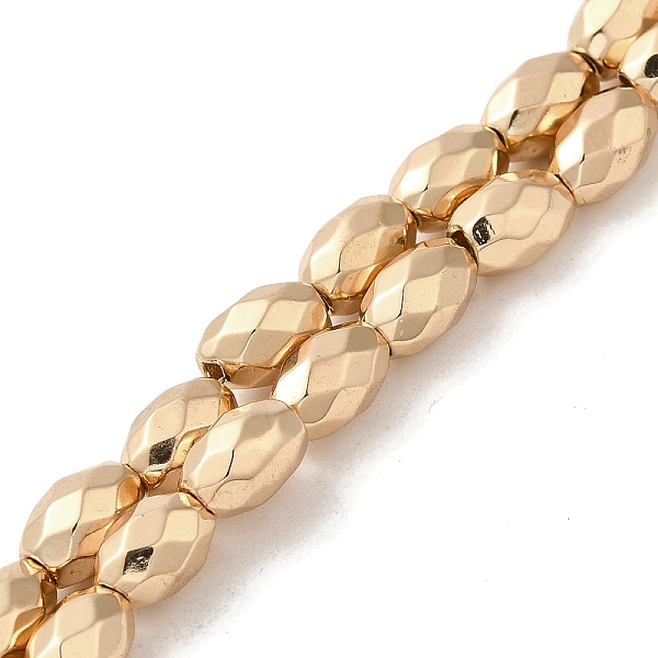 

PandaHall Electroplated Strong Magnetic Synthetic Hematite Beads Strands, Long-Lasting Plated, Faceted Oval, Light Gold Plated, 7~8x5~5.5mm...