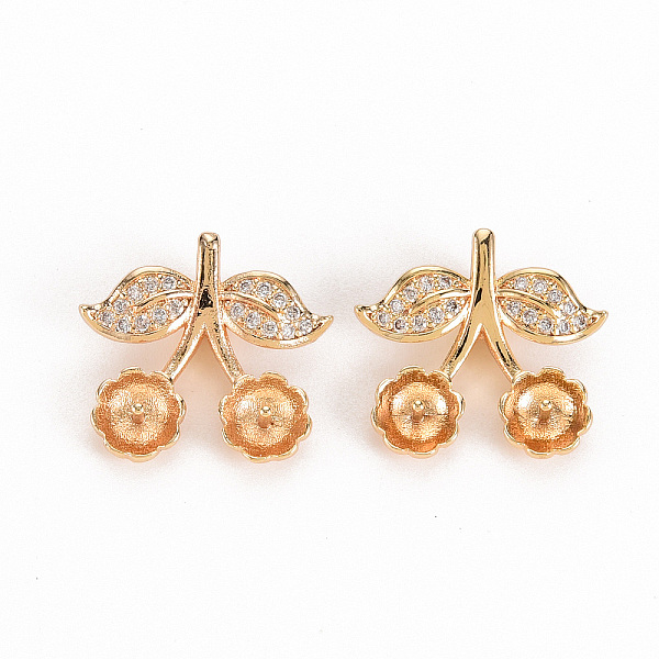 

PandaHall Brass Micro Pave Clear Cubic Zirconia Peg Bails, for Half Drilled Bead, Nickel Free, Flower, Real 18K Gold Plated, 16x17.5x5mm...