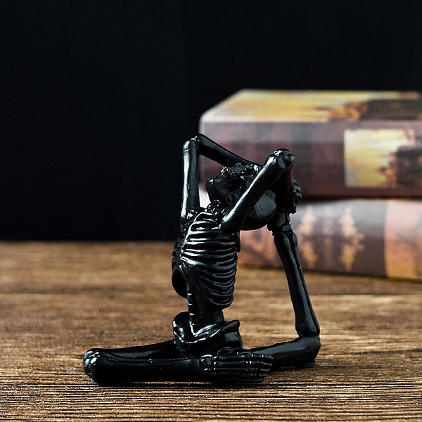 

PandaHall Resin Yoga Skeleton Figurines, for Home Office Desktop Decoration, Black, 110x70x100mm Resin Skeleton Black
