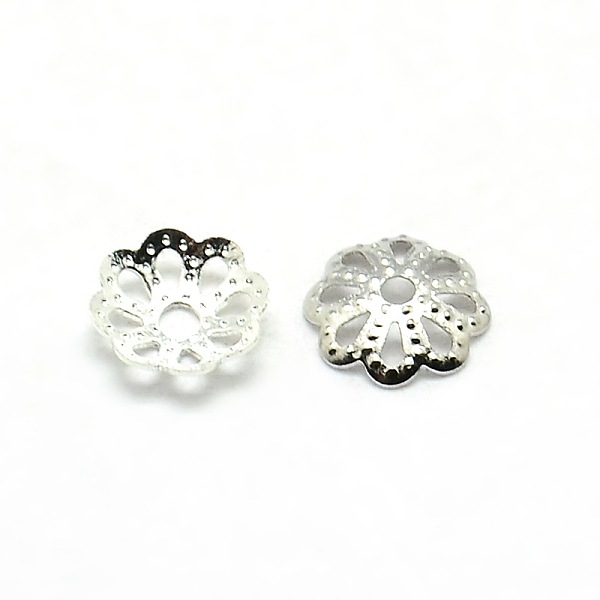 

PandaHall Brass Flower Bead Caps, Fancy Bead Caps, Platinum, 6x1.5mm, Hole: 1mm Brass