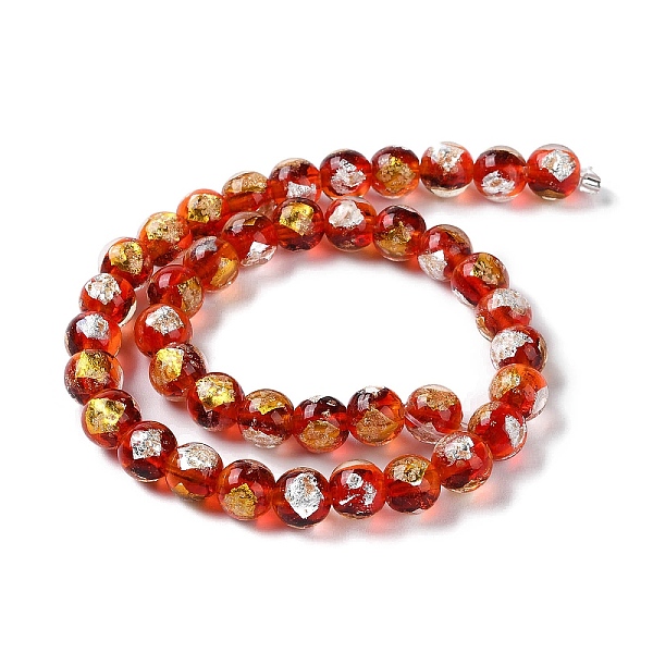 

PandaHall Handmade Gold & Silver Foil Lampwork Beads, Round, Red, 12mm, about 33pcs/strand, 15.59 inch(39.6cm) Gold & Silver Foil Round Red