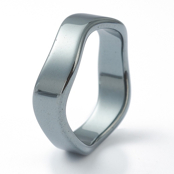 

PandaHall Non-magnetic Synthetic Hematite Finger Rings, Wave, US Size 10, Inner Diameter: 20mm Non-magnetic Hematite
