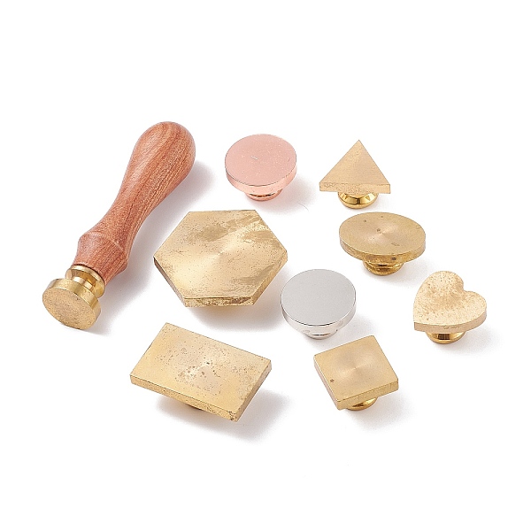

PandaHall (Defective Closeout Sale: Oxidation) Random Style Wax Seal Stamp Set, Including 4Pcs Brass Wax Seal Blank Stamp Heads and 1Pc Wood...