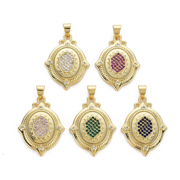 

PandaHall Brass Micro Pave Cubic Zirconia Pendants, Cadmium Free & Nickel Free & Lead Free, Real 16K Gold Plated, Oval, Mixed Color..., Multicolor