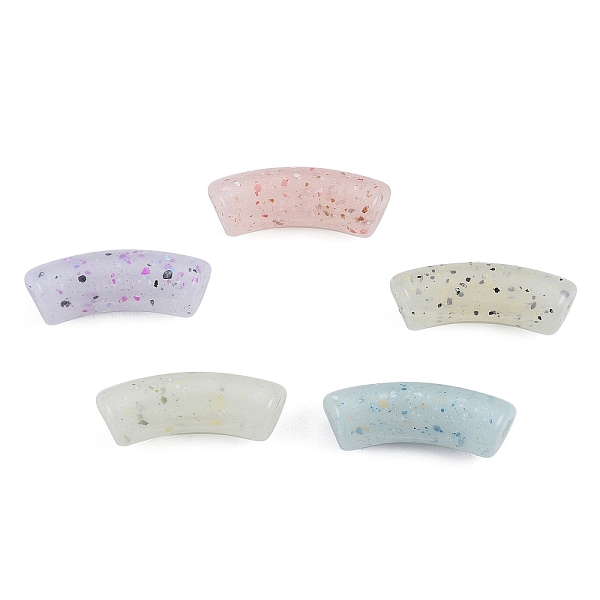 

PandaHall Marbled Stone Style Opaque Acrylic Beads, Curved Tube, Mixed Color, 35x11~11.5mm, Hole: 3.5mm Acrylic Tube Multicolor