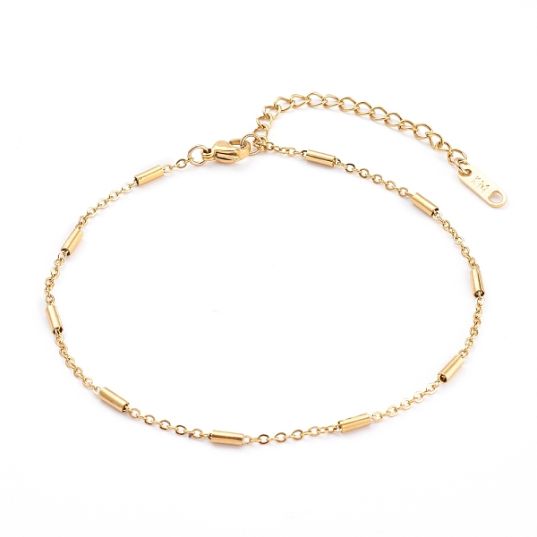 

PandaHall 304 Stainless Steel Cable Chains Anklets, with Tube Beads, Golden, 8-5/8 inch(22cm) Stainless Steel