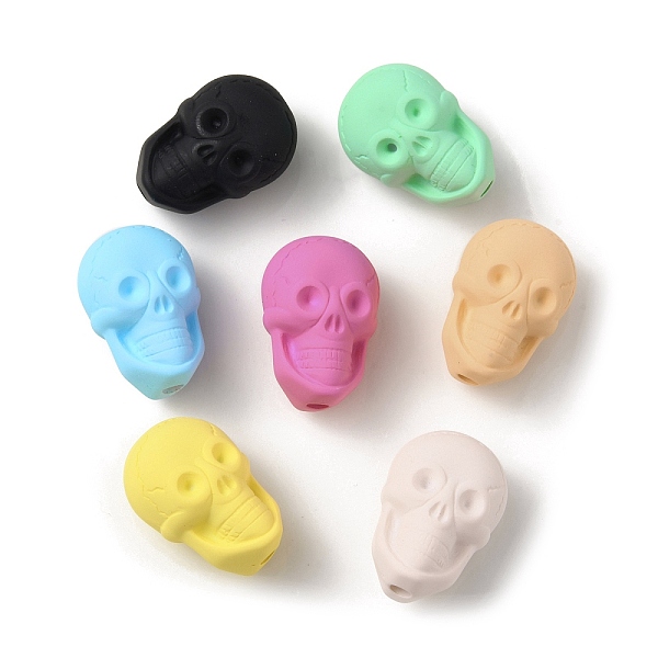 

PandaHall Opaque Spray Painted Acrylic Beads, Skull, Mixed Color, 19.5~20x13.5~14x13mm, Hole: 2.5mm Acrylic Skull Multicolor
