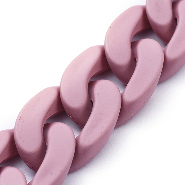 

PandaHall Handmade Opaque Spray Painted Acrylic Curb Chains, Twisted Chain, Rosy Brown, Link: 30x21x6mm, about 39.37 inch(1m)/strand Acrylic...