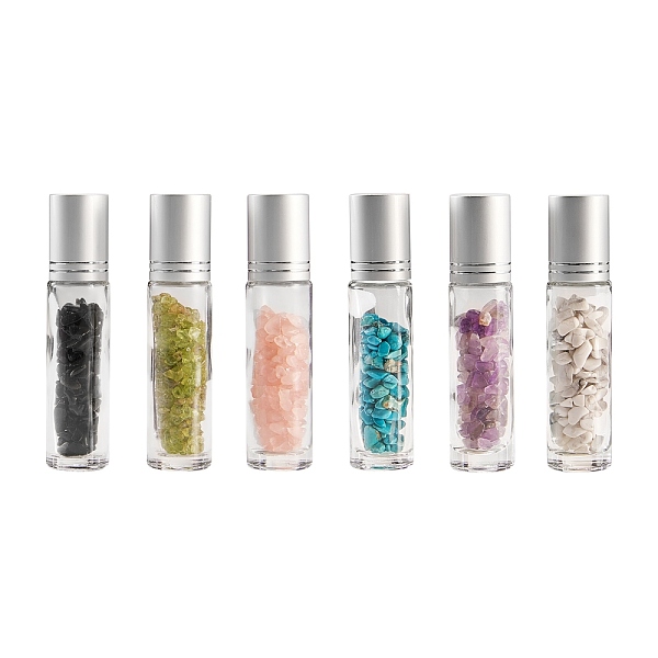 

PandaHall Glass Roller Ball Bottles, Refillable Perfume Bottle, with Natural/Synthetic Mixed Stone Chip Beads, for Personal Care...