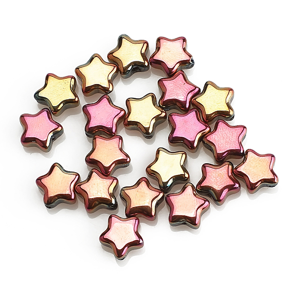 

PandaHall Electroplate Opaque Glass Beads, Purple Plated, Star, Indian Red, 8x4mm, Hole: 1mm Glass Star