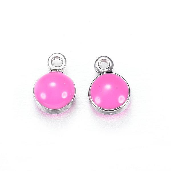 

PandaHall 304 Stainless Steel Enamel Charms, Enamelled Sequins, Flat Round, Pearl Pink, 7x4.5x3mm, Hole: 1mm Stainless Steel+Enamel Flat...