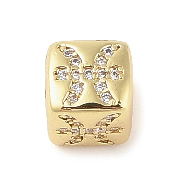 

PandaHall Brass Micro Pave Clear Cubic Zirconia European Beads, Cube, Pisces, 8x8x7.5mm, Hole: 4.5mm Brass+Cubic Zirconia Pisces Clear
