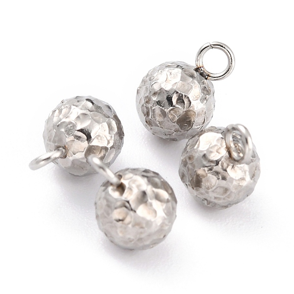 

PandaHall 304 Stainless Steel Charms, Round, Textured, Stainless Steel Color, 9x6mm, Hole: 1.8mm 304 Stainless Steel Round